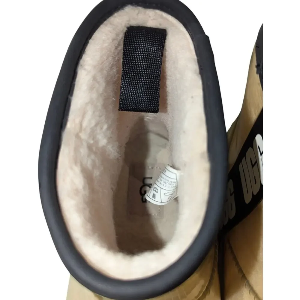 Ugg Classic Mini Clear Natural /Black Women’s Waterproof Rain Boots US 8 Good